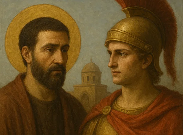 تصویری خیالی از اسکندر تاریخی در کنار اسکندر مومن در شاهنامه