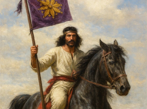 تصویری خیالی از درفش‌دار اشکانی