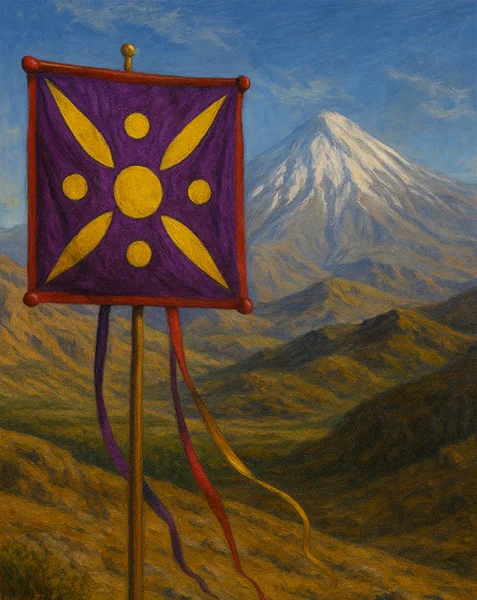 درفش کاویانی در کنار کوه دماوند